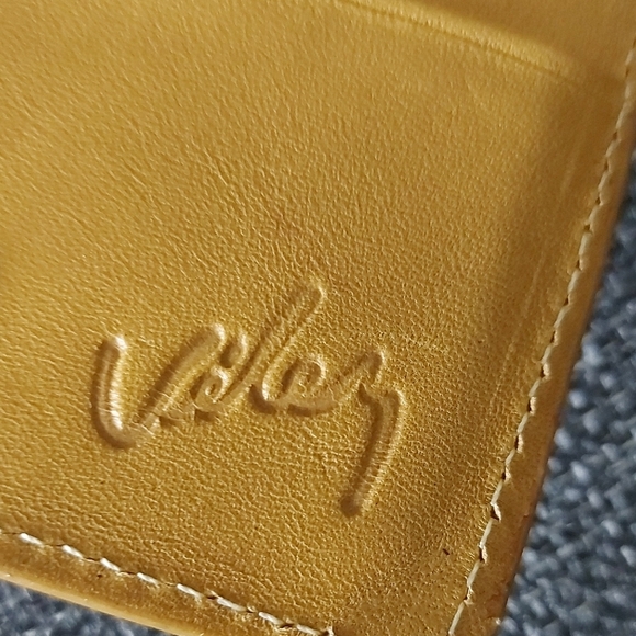 Pink Flower on Yellow Leather Women's Card Holder - Picture 5 of 5